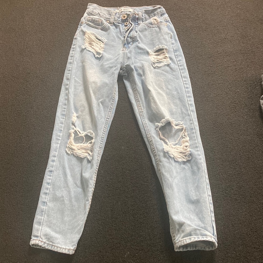 BLUE SAVVY BAGGY CINCHED WAIST JEANS IN SIZE 1/25